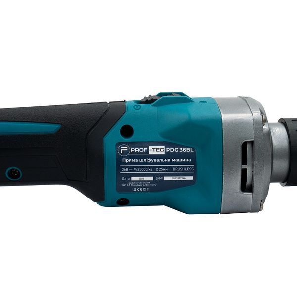 Потужна акумуляторна пряма шліфувальна машина PROFI-TEC PDG36BL POWERLine : з АКБ 20V 2 шт по 4.0 Ah+ЗП 005456 фото