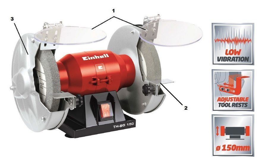Верстат для заточки (точило) Einhell TC-BG 150 : 150Вт, диск 150мм, 2950 об/хв. (4412632) 4412632 фото
