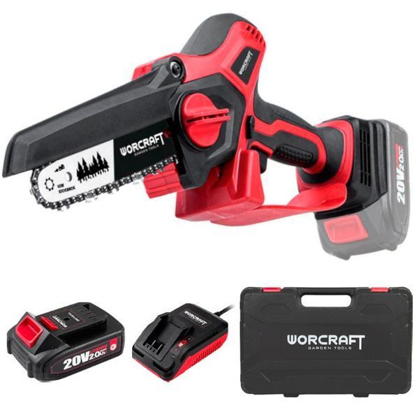 Акумуляторна безщіткова міні-пила ланцюгова WORCRAFT CHS-S20LiBPM (13216) шина 15 см, Батарея + Зарядка + Кейс 13216 фото