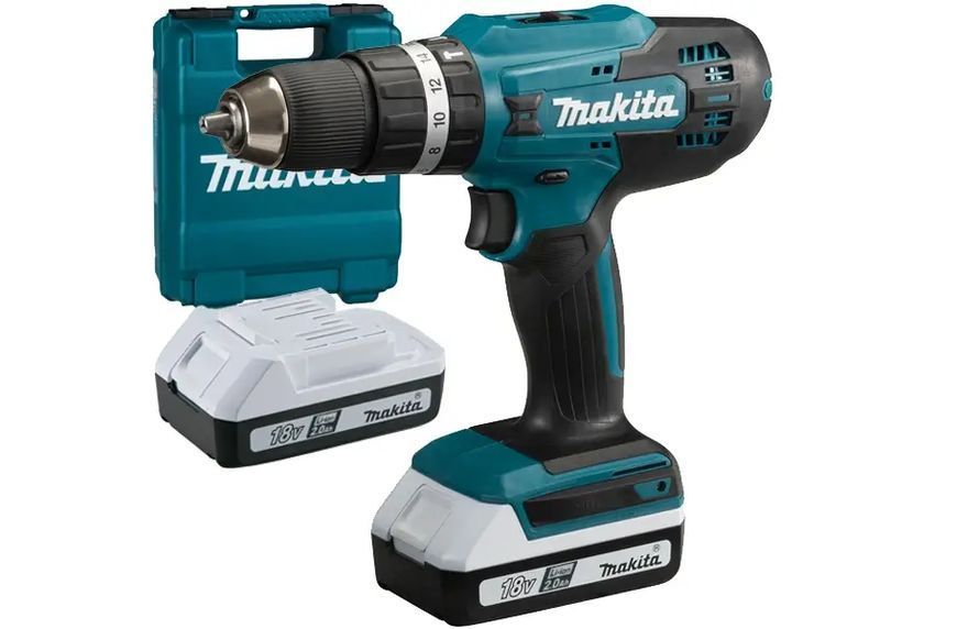 Професійна дрель-шуруповерт аккумуляторная ударная Makita HP488DWAE : з АКБ 2 шт 18V 1,5 Аh HP488DWAE фото