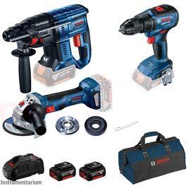 Набір інструментів Bosch Professional перфоратор GBH 180-LI + GSR 18V-50 + GWS 180-LI : з АКБ 2шт 18V 5.0Ah і з/п 0615990M32 фото