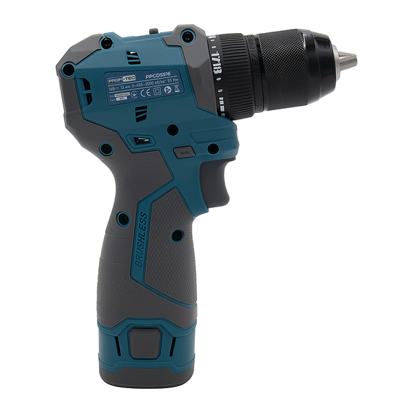 Акумуляторний шуруповерт 55 Нм PROFI-TEC PPCD5516 (2&times;акумулятора(2.0 Аг), зарядние, кейс)) 007152 фото