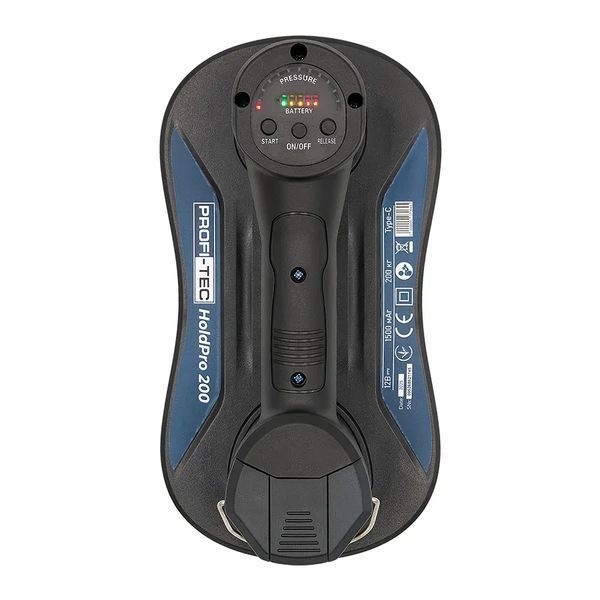 Потужна акумуляторна вакуумна присоска PROFI-TEC HoldPro 200 : з АКБ 2шт-12V 1.5 Ah + ЗП (007064) 007064 фото