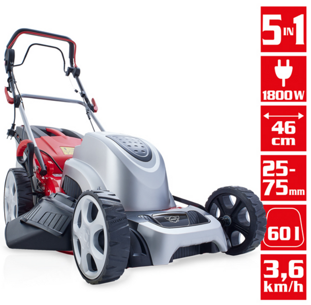 Газонокосарка електрична HECHT 1805 S 5 in 1, самохідна, ширина 46 см, 1800 Вт HECHT1805S5IN1 фото