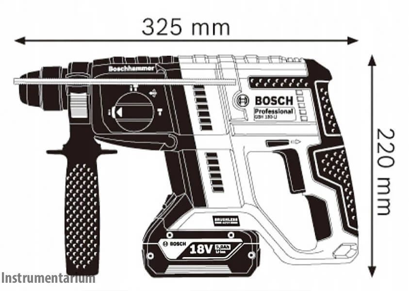 Професійний акумуляторний перфоратор Bosch Professional GBH 180-Li : з АКБ 18V 4.0Ah, 2 Дж, SDS plus, набор свердл 0615990M9C фото